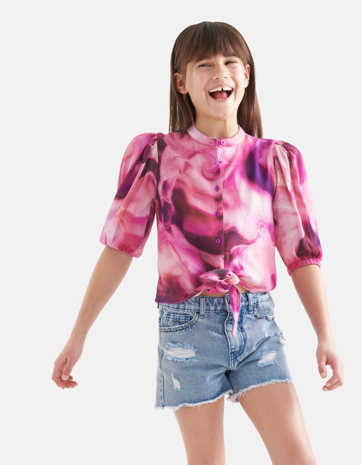 Tie Dye Print Bluse Rosa von Nicolette SHOEBY GIRLS