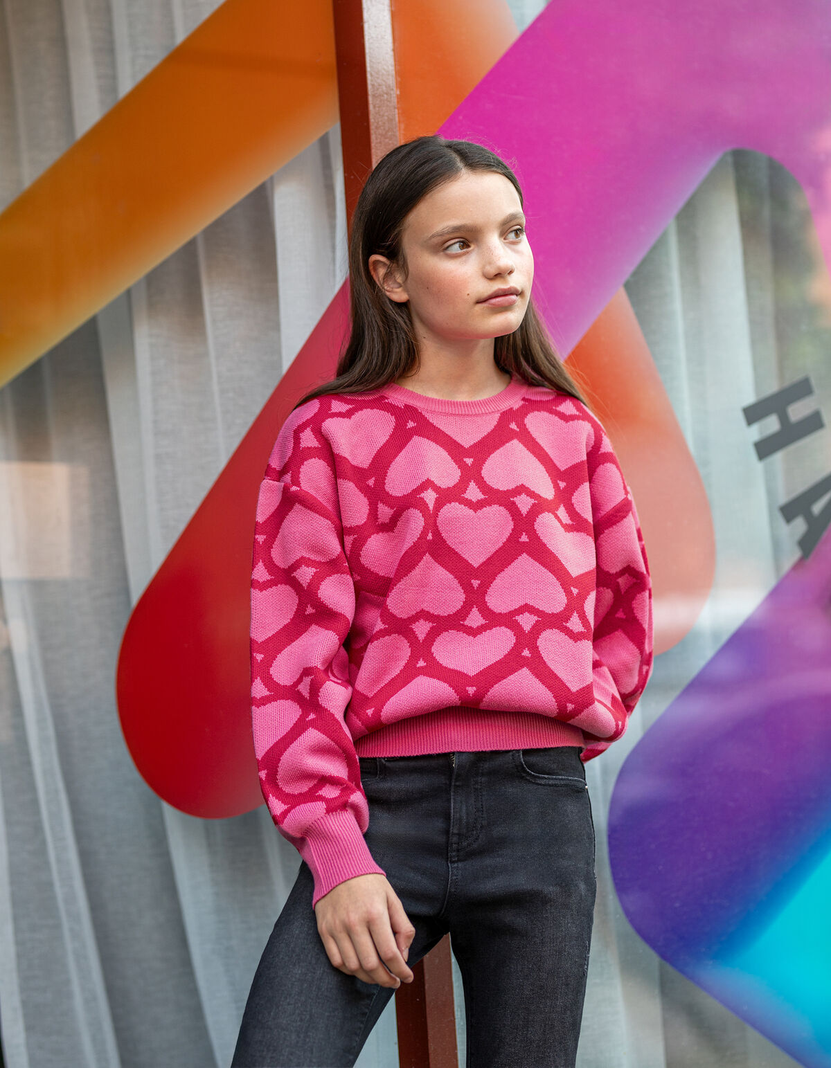 Bedruckter Jacquard-Pullover Rosa SHOEBY GIRLS