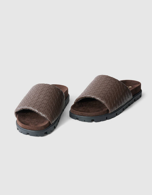 Geflochtene Pantoffel, dunkelbraun SHOEBY SHOES