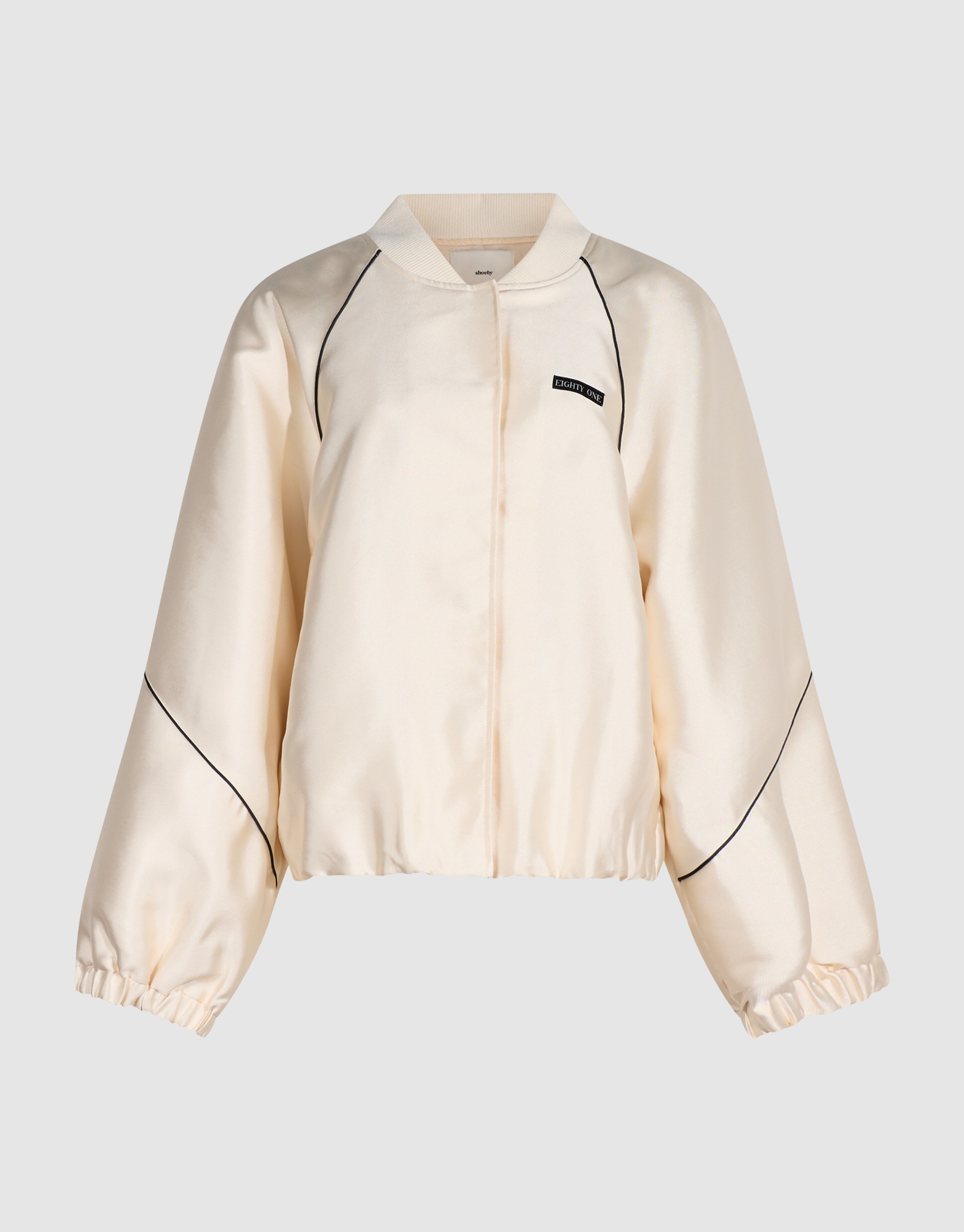 Oversized Sporty Piping Bomberjacke Ecru SHOEBY WOMEN