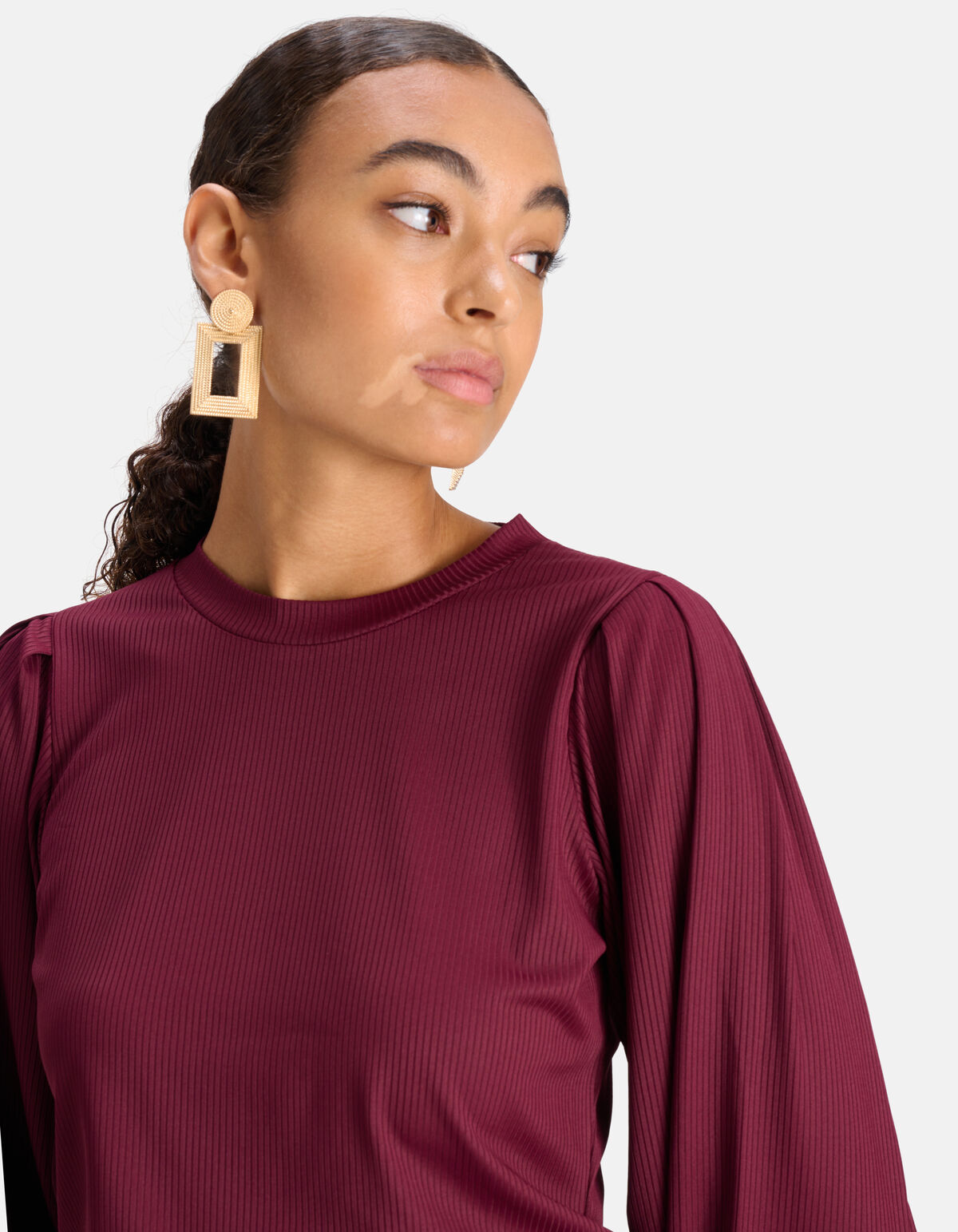 Langärmeliges T-Shirt Dunkelrot SHOEBY WOMEN