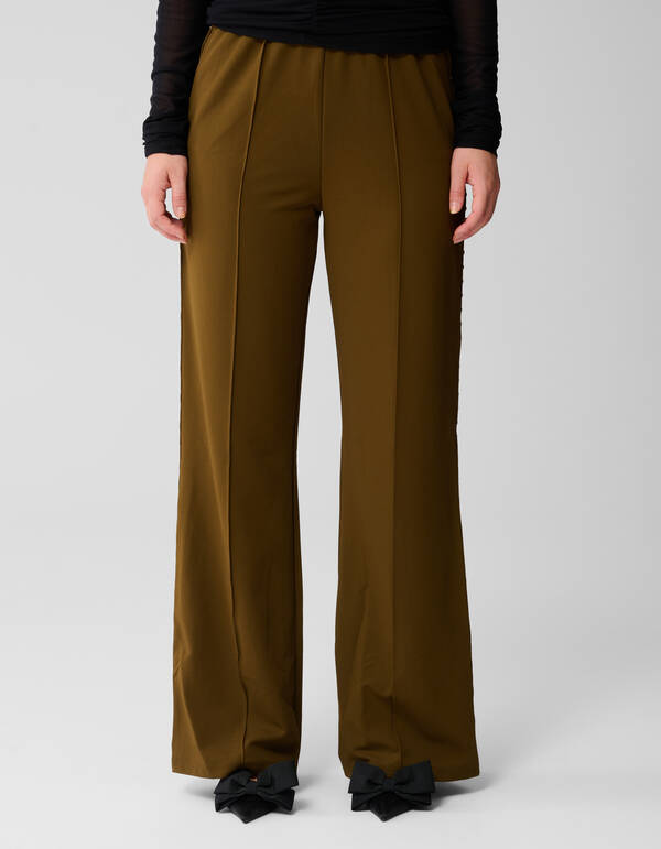 Hose mit weitem Bein und Nietenband in Khaki SHOEBY WOMEN