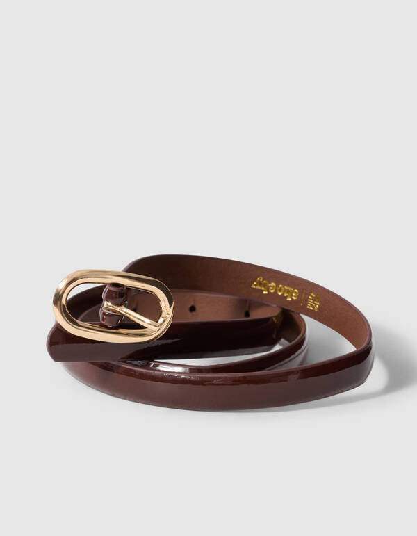 Schmale G&uuml;rtel Dunkelbraun/Gold SHOEBY ACCESSOIRES
