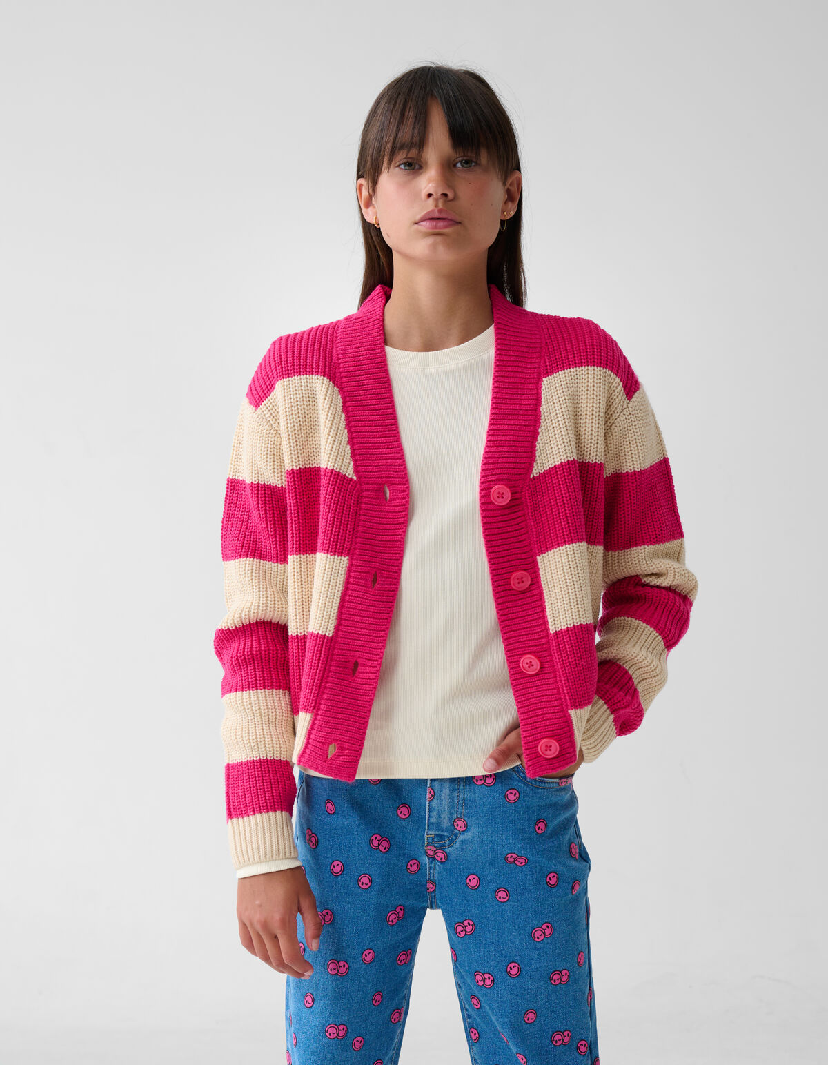 Gestreifte Strickjacke Rosa SHOEBY GIRLS