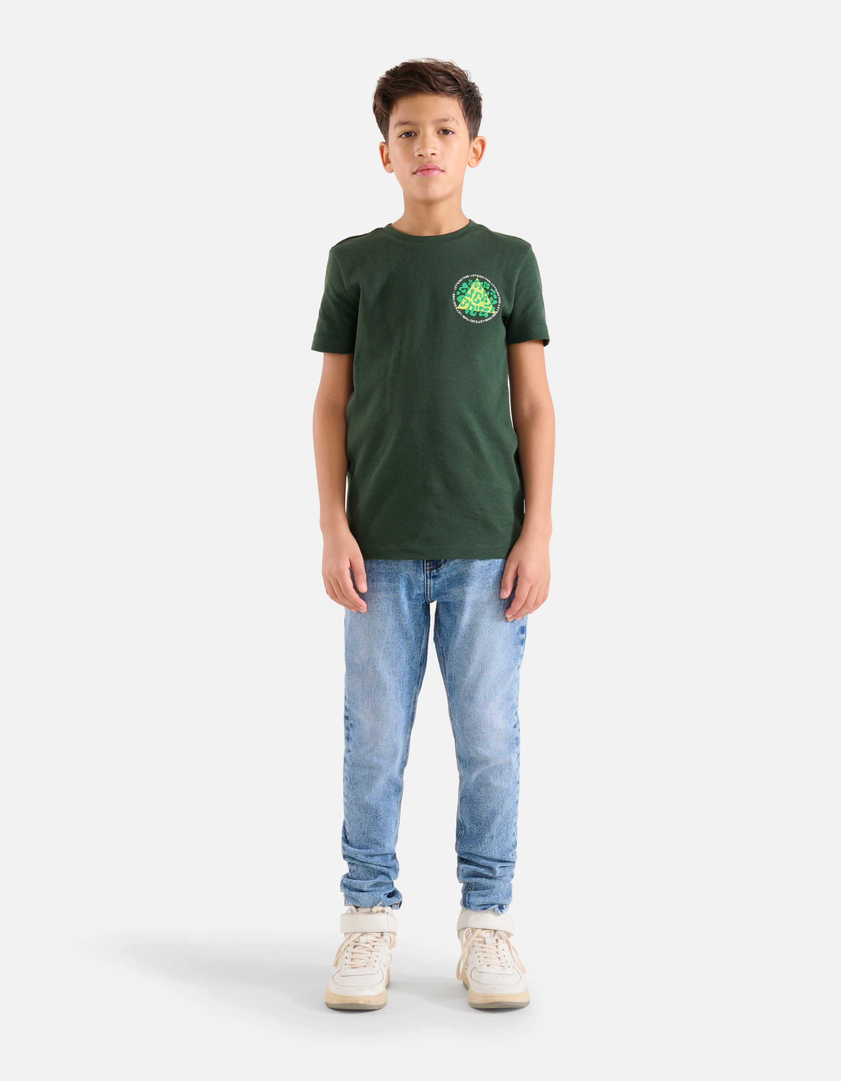 Struktur-T-Shirt Dunkelgrün SHOEBY BOYS