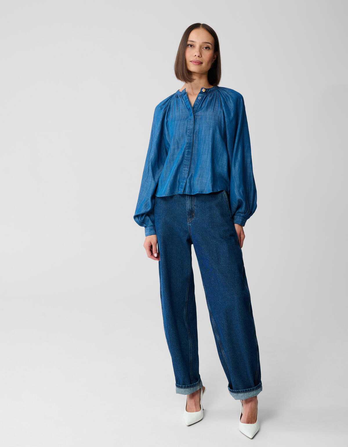 Kurze Jeansbluse Blau SHOEBY WOMEN