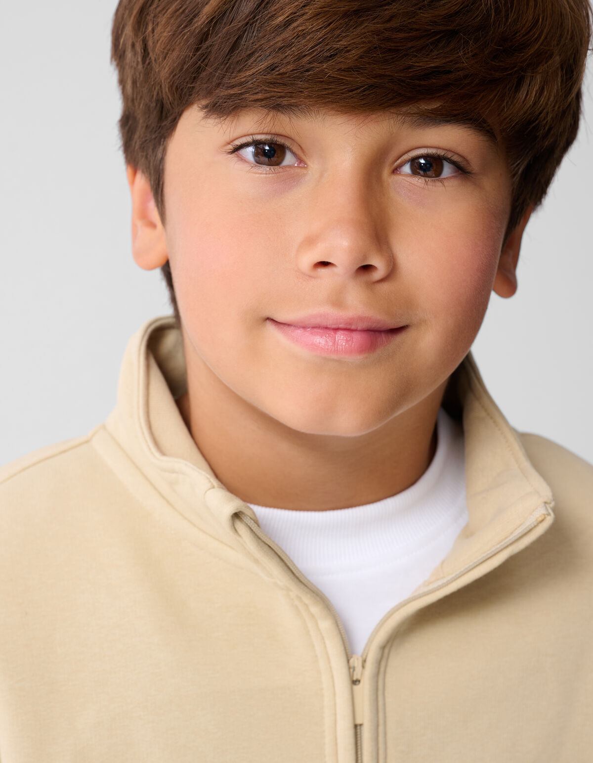 Halb-Reißverschluss-Pullover Beige SHOEBY BOYS