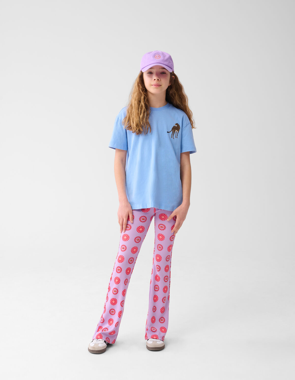 Leopard Embroidery T-shirt Light Blue SHOEBY GIRLS