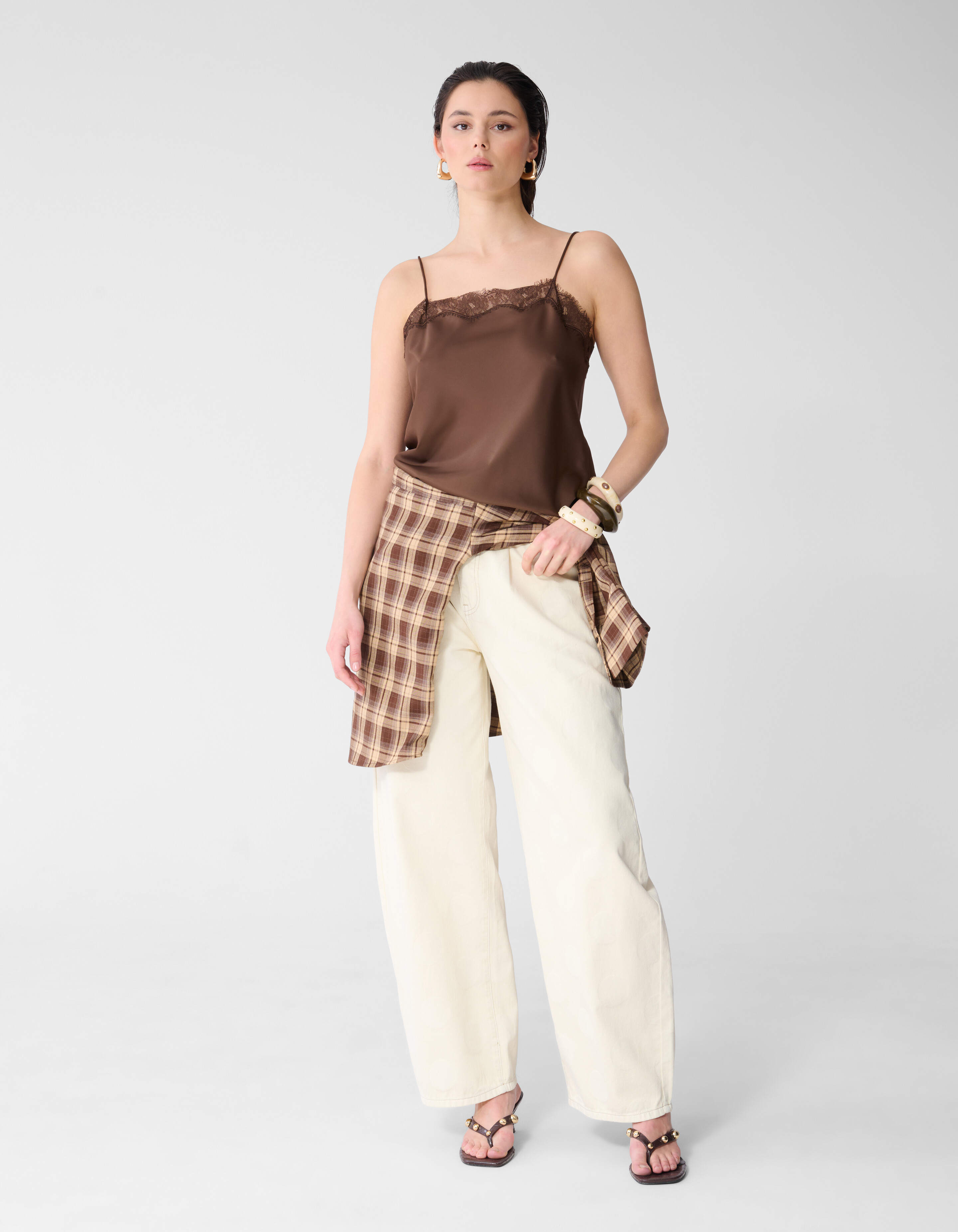 Satin-Top in Braun SHOEBY WOMEN