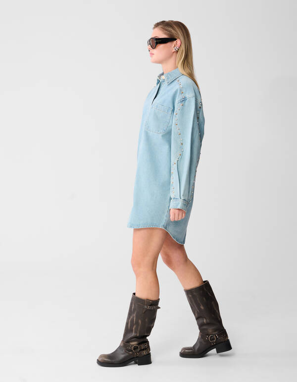 Strass Denim Mini Kleid Gebleicht SHOEBY WOMEN