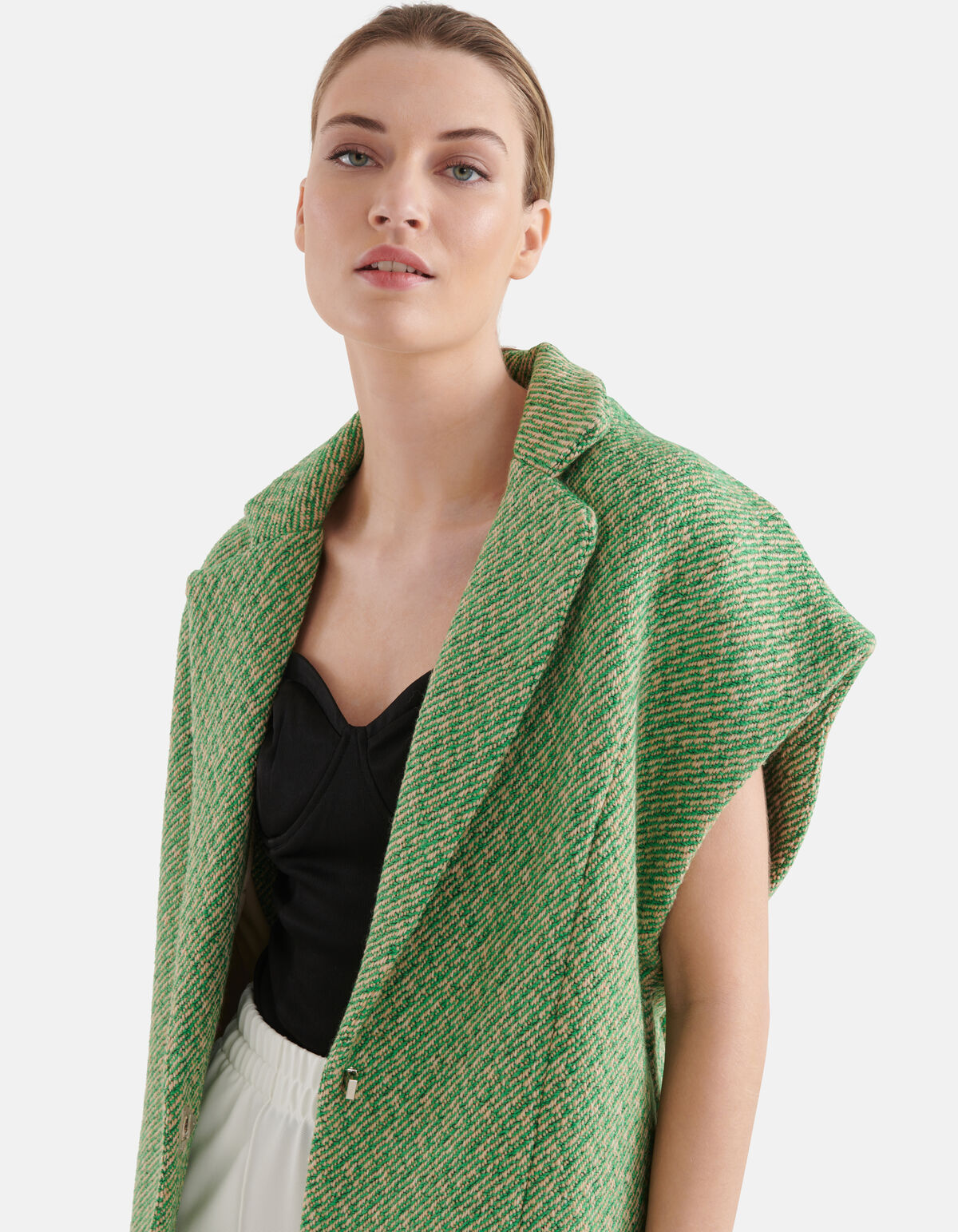 &Auml;rmelloser Tweed Jack Gr&uuml;n von Mieke SHOEBY WOMEN