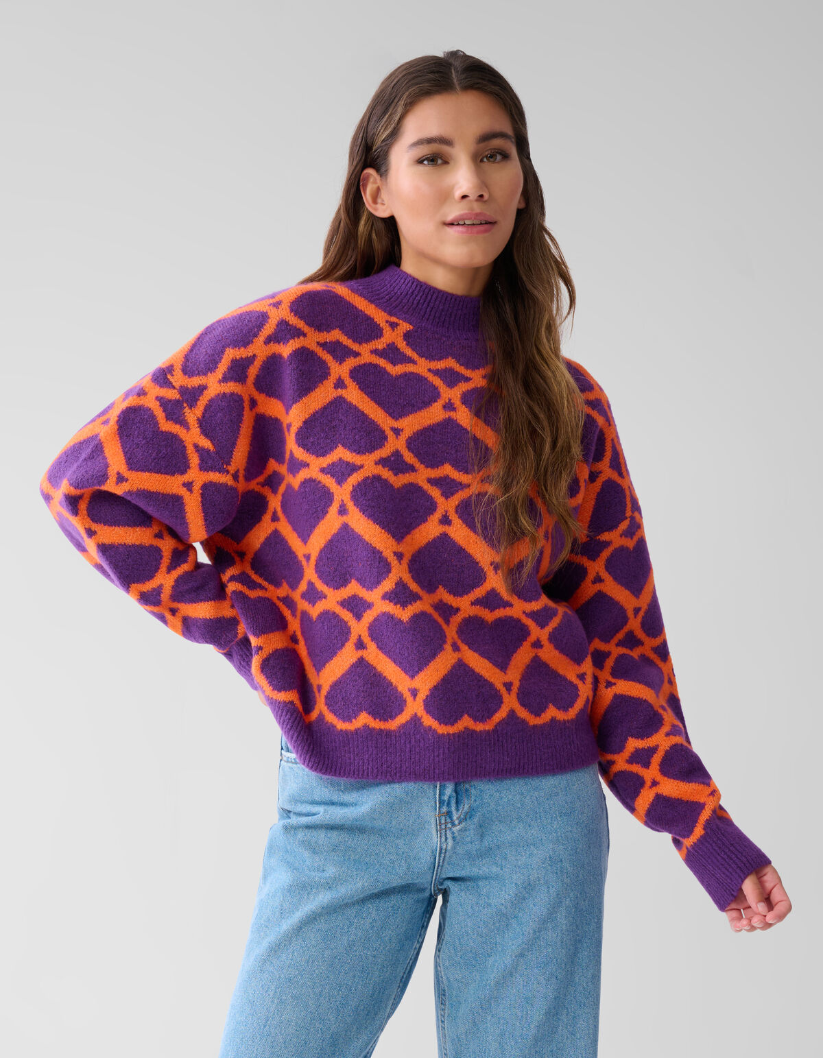 Heart Printed Sweater Purple von Furmey SHOEBY WOMEN