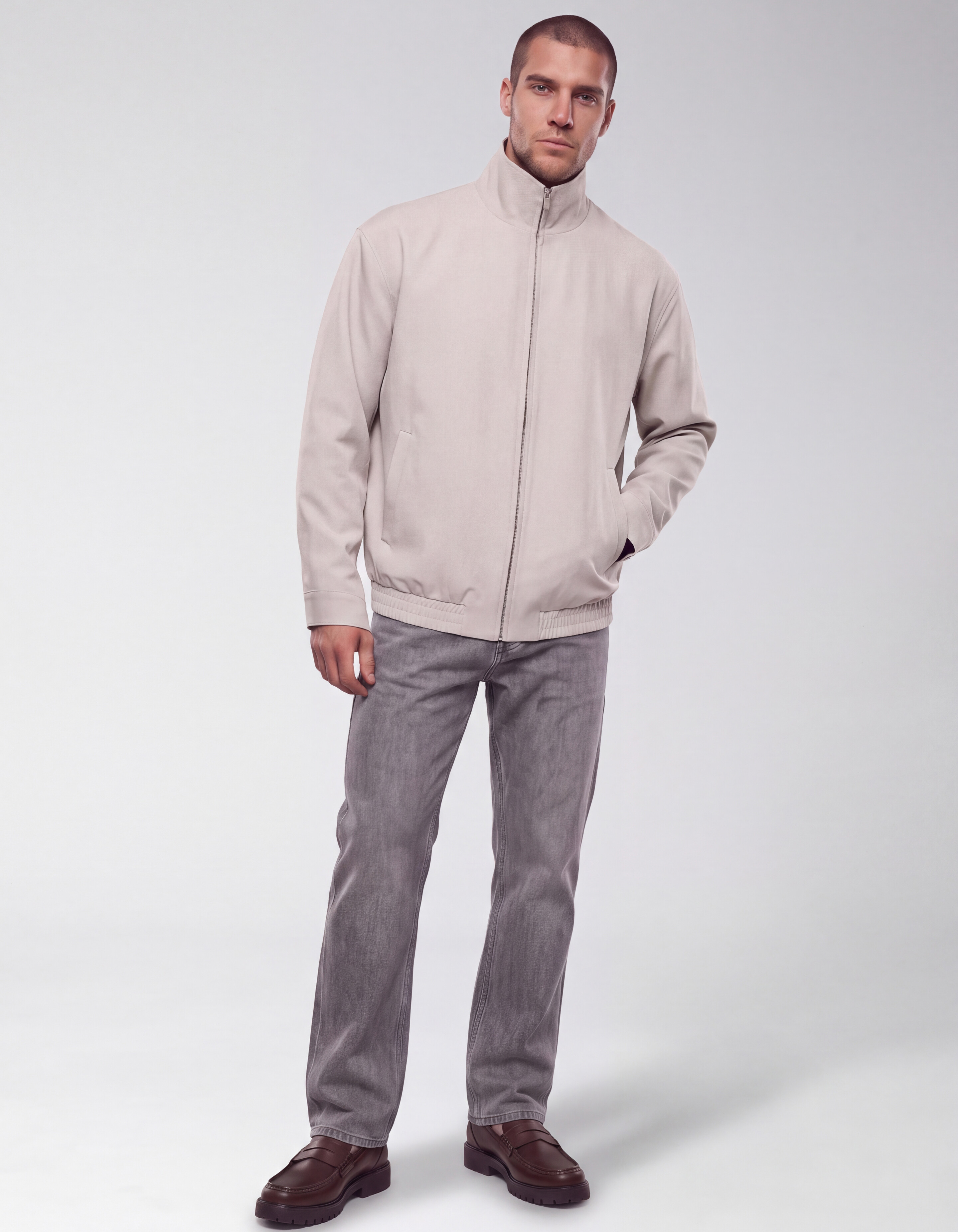 Funnel Neck Jacke Sand SHOEBY MEN