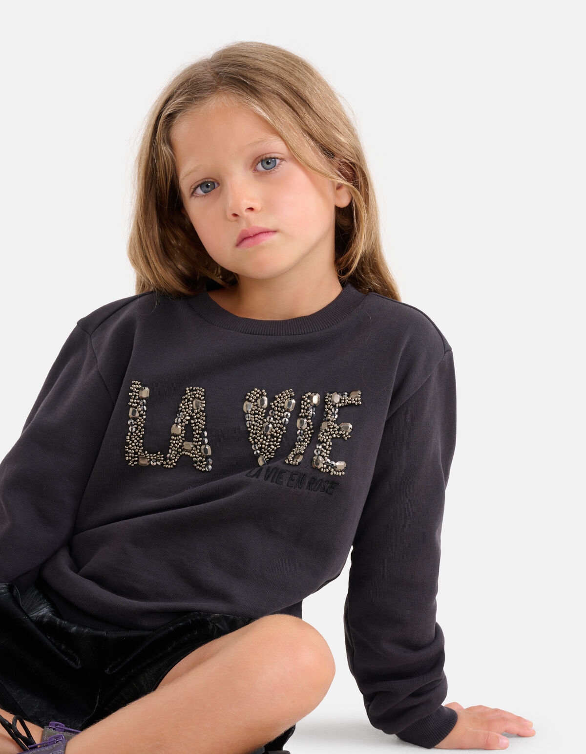 Nieten-Pullover Dunkelgrau SHOEBY GIRLS