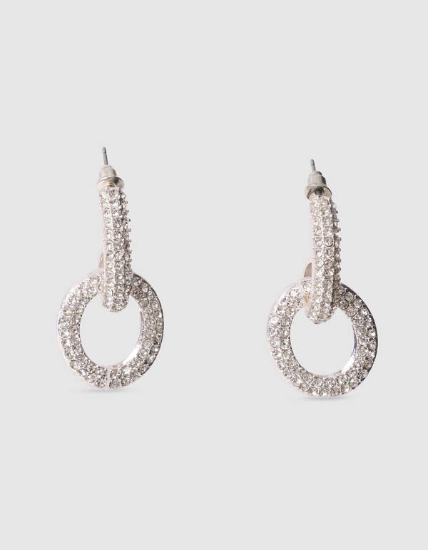 Ovale Ohrringe mit Strasssteinen in Silber SHOEBY ACCESSOIRES