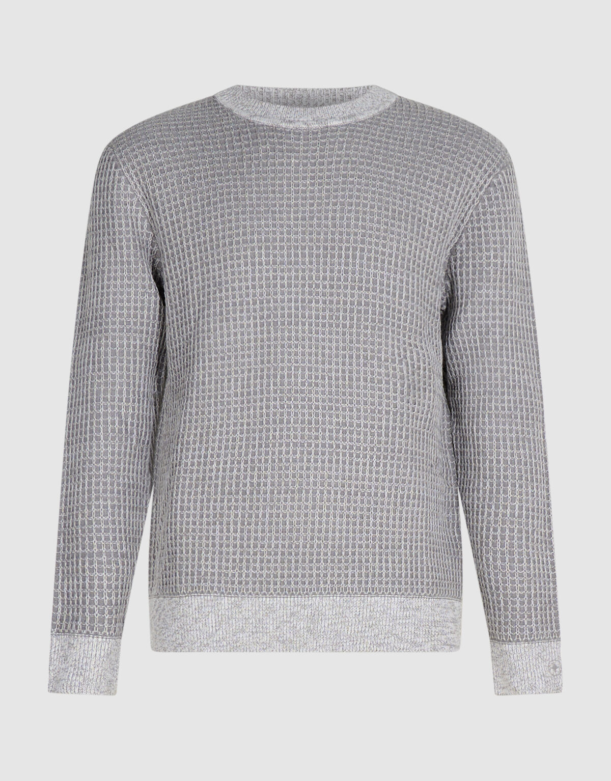 Waffel-Pullover mit Rundhalsausschnitt hellgrau SHOEBY MEN