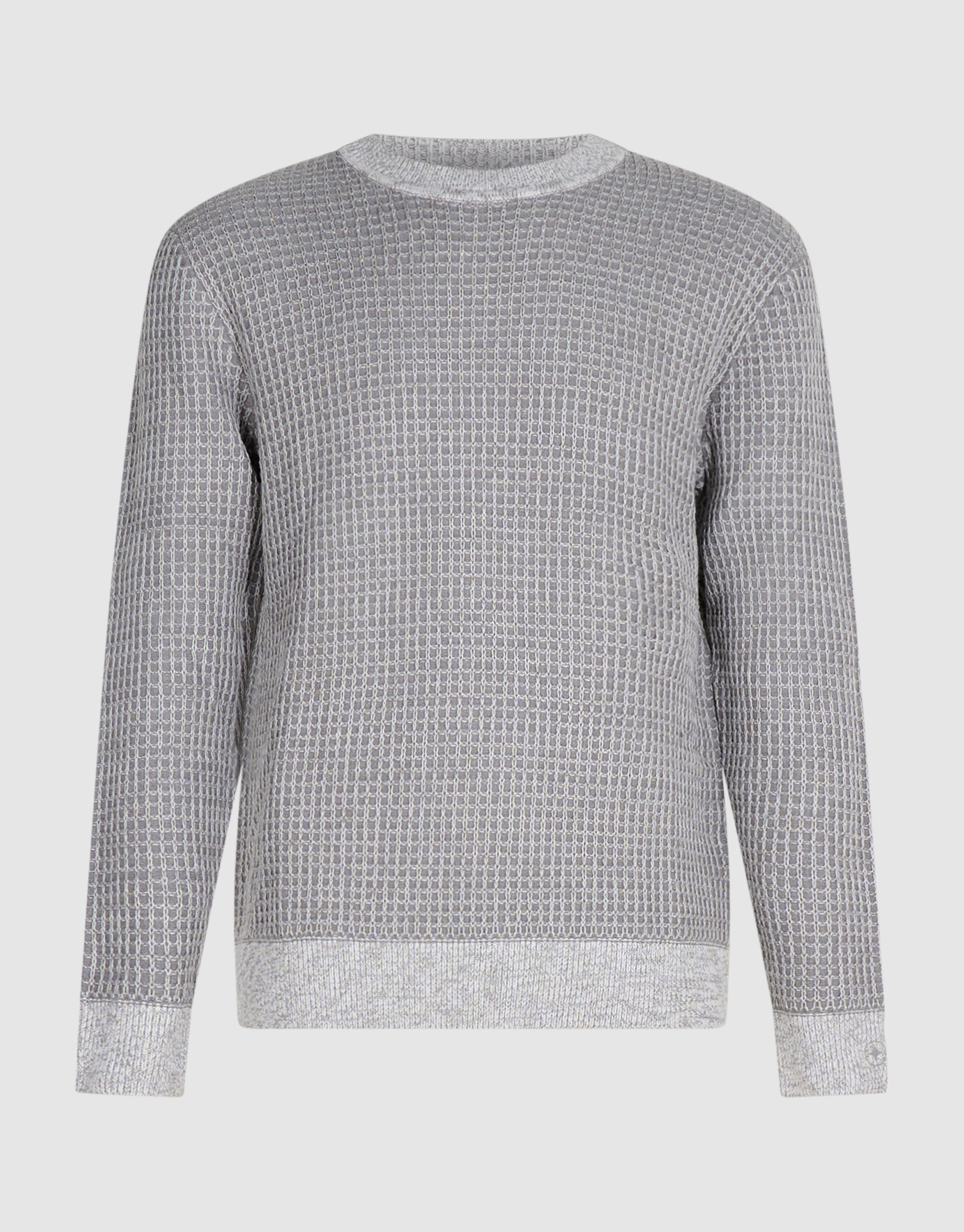 Waffel-Pullover mit Rundhalsausschnitt hellgrau SHOEBY MEN
