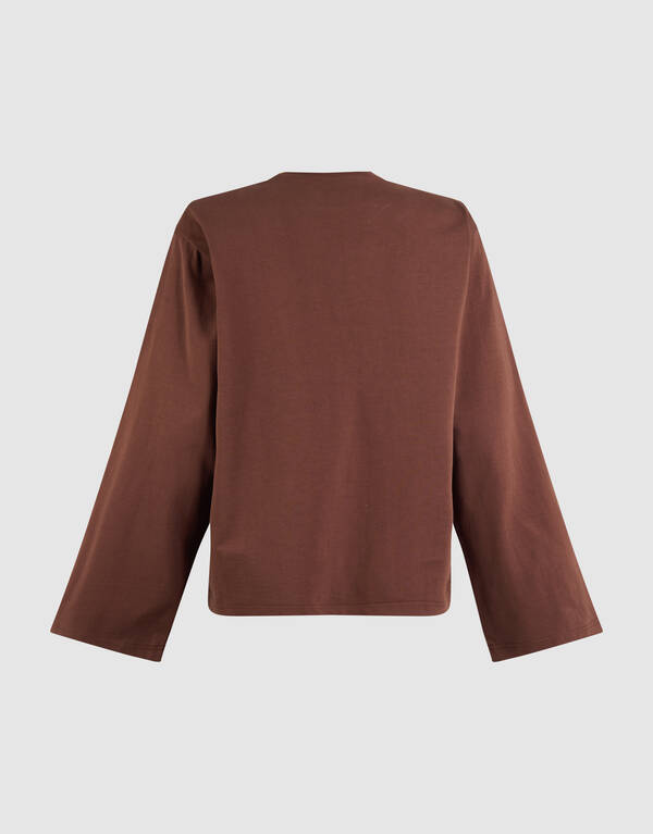 Oversized Basic Longsleeve T-Shirt Braun SHOEBY WOMEN