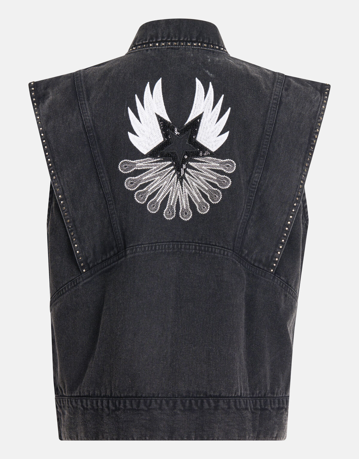 Nieten-Stickerei Gilet Dunkelgrau SHOEBY GIRLS
