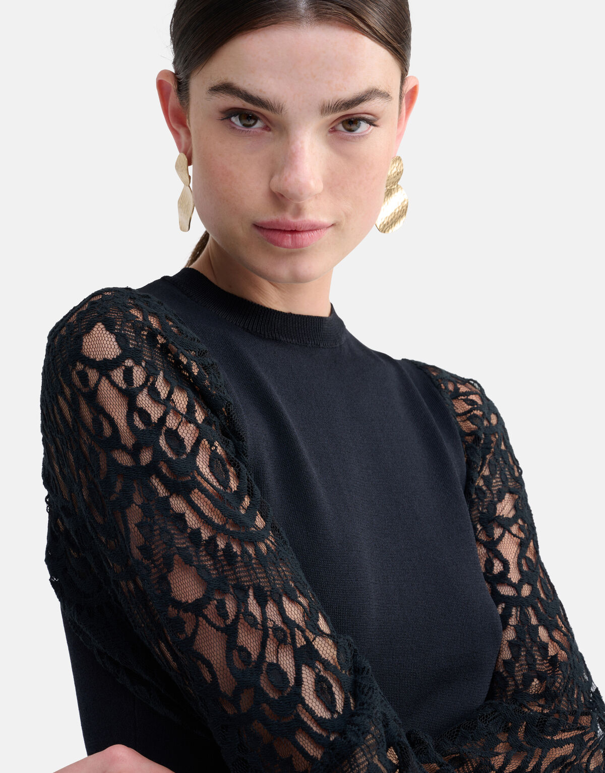 Kleid mit Spitzenärmeln Schwarz SHOEBY WOMEN