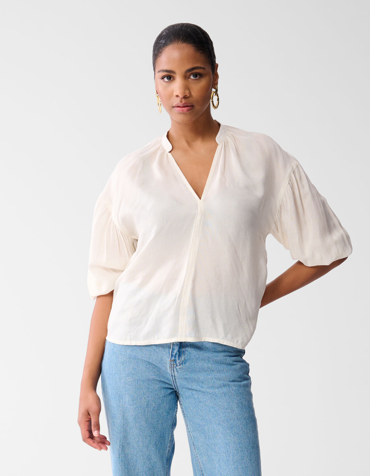 Glänzende Bluse Off White SHOEBY WOMEN