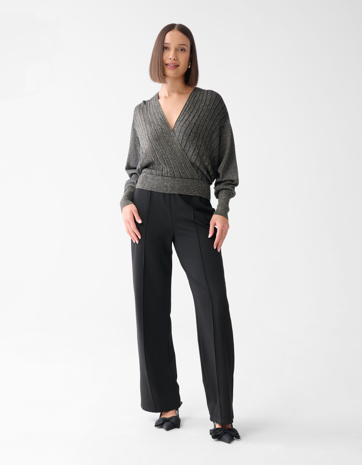 Glitzer Revers Pullover Gold SHOEBY WOMEN
