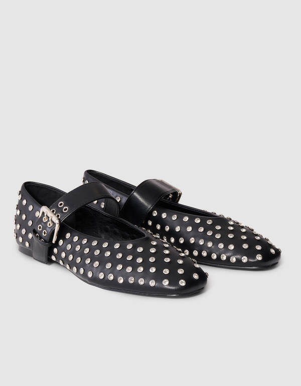 Strass-Nieten Ballerinas Schwarz SCHOENEN SHOEBY