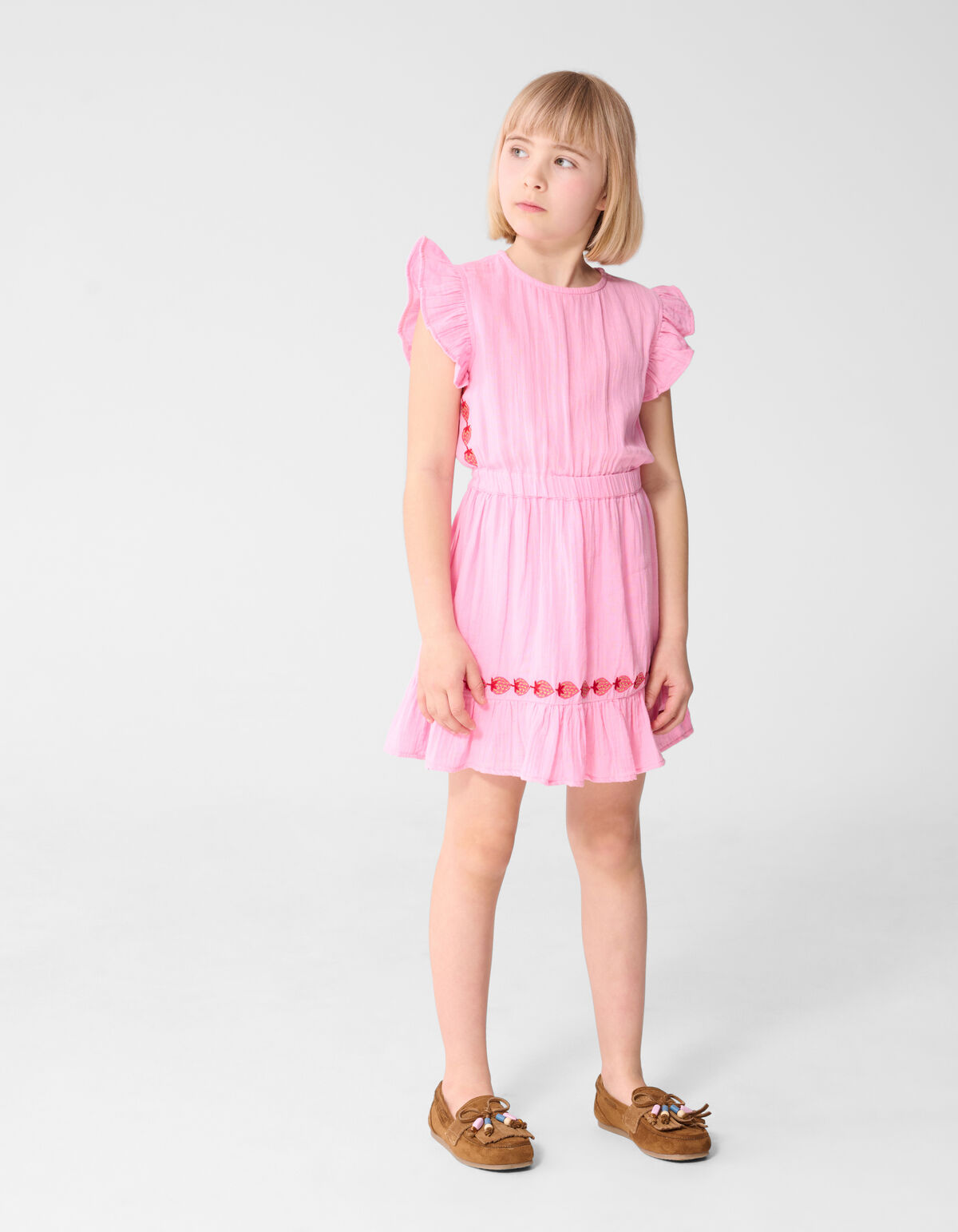 Erdbeerstickerei Mini Kleid Rosa SHOEBY GIRLS