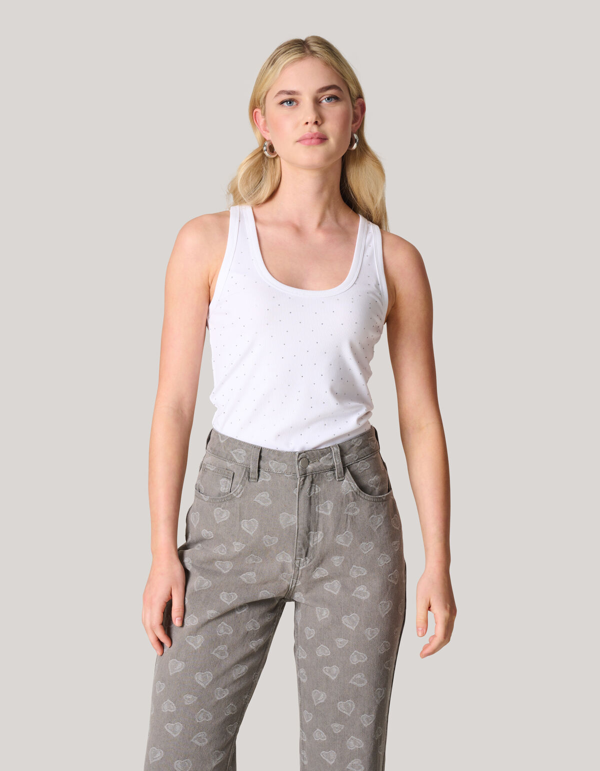 Strass Singlet Wit SHOEBY WOMEN