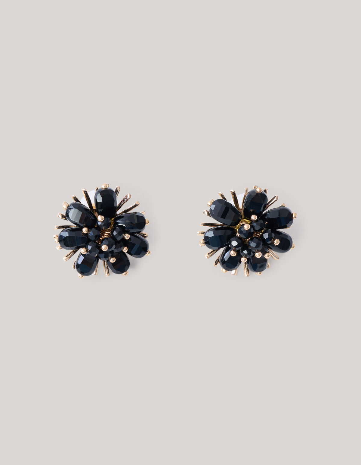 Perlenblumen-Ohrringe Schwarz SHOEBY ACCESSOIRES