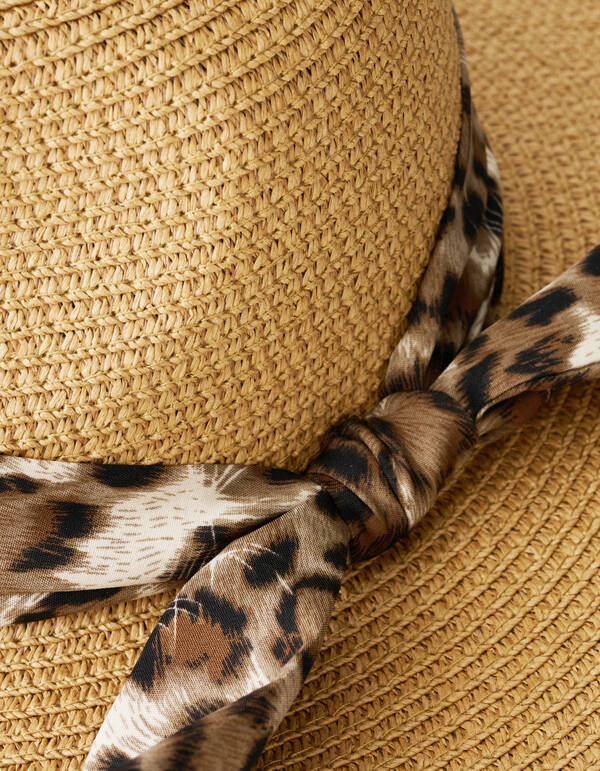 Leopard Schal Hut Hellbraun SHOEBY ACCESSOIRES