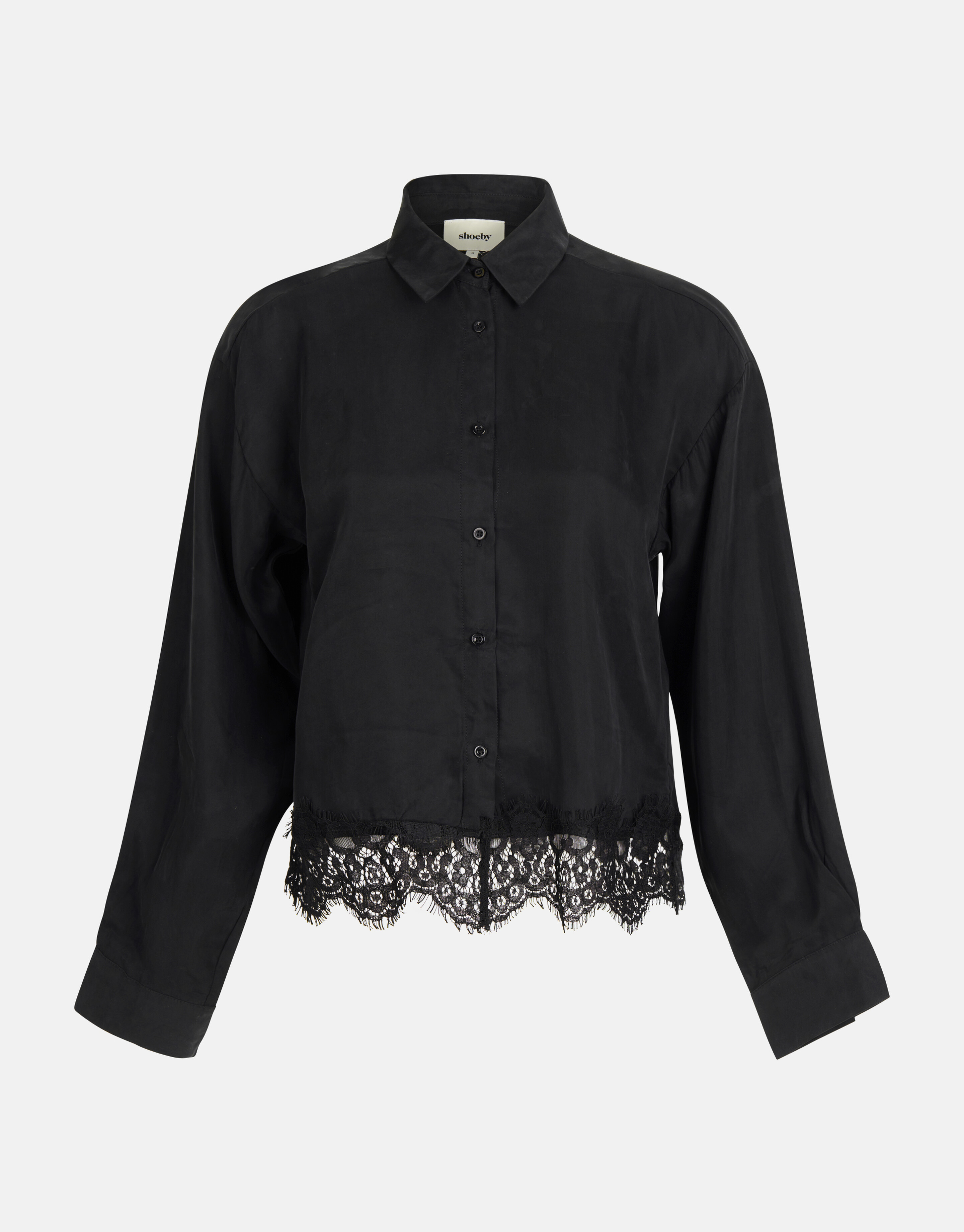 Cupro Cropped Bluse Schwarz SHOEBY WOMEN