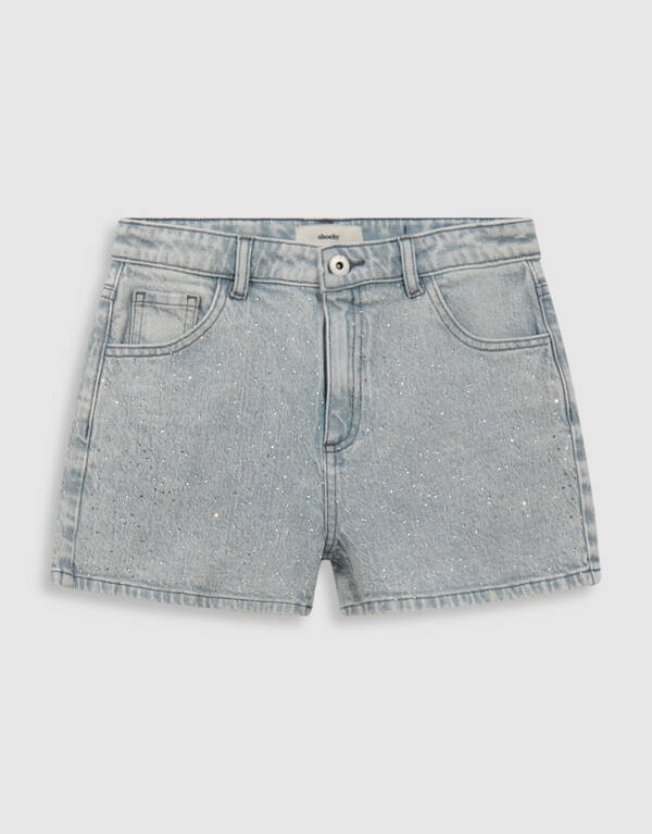 Sportliche Strass Shorts Grau SHOEBY GIRLS