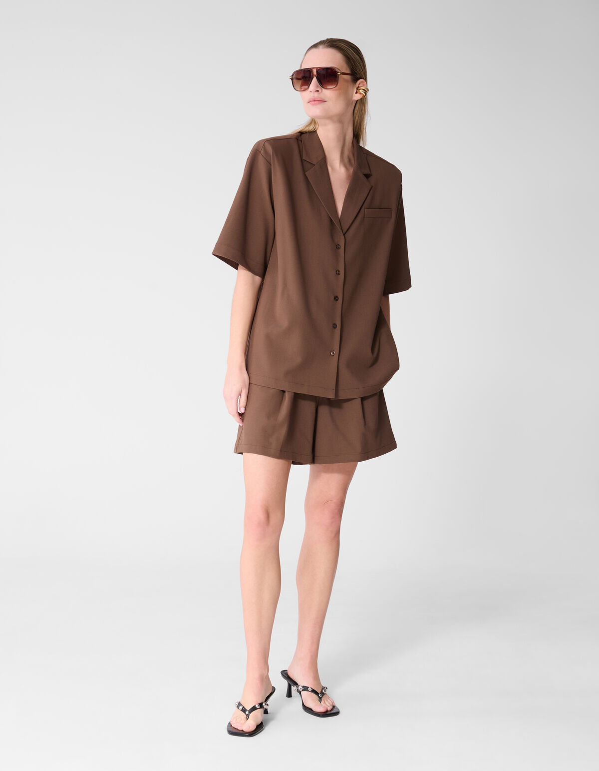 &Uuml;bergro&szlig;e Blazerbluse Braun von Fred SHOEBY WOMEN