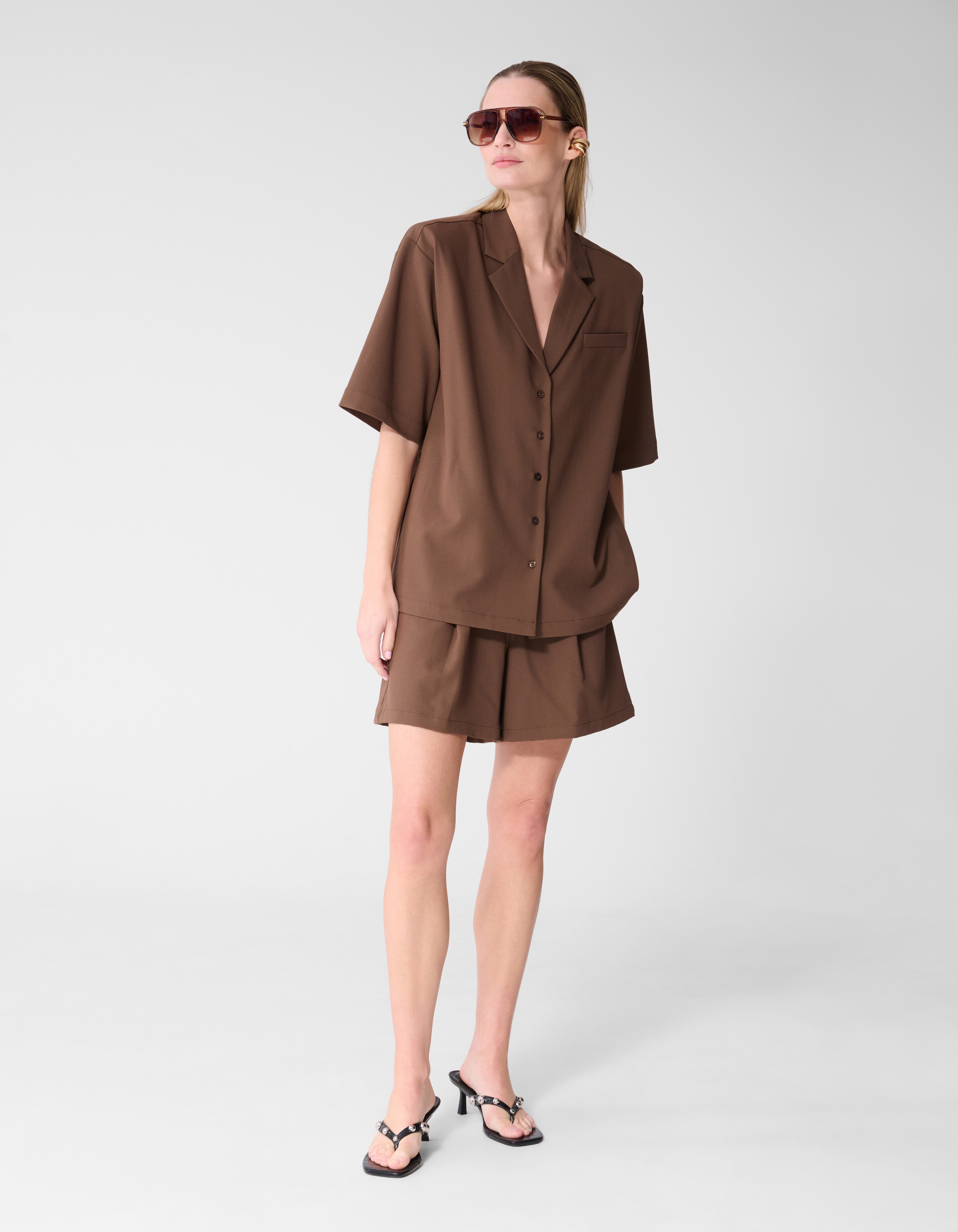 &Uuml;bergro&szlig;e Blazerbluse Braun von Fred SHOEBY WOMEN