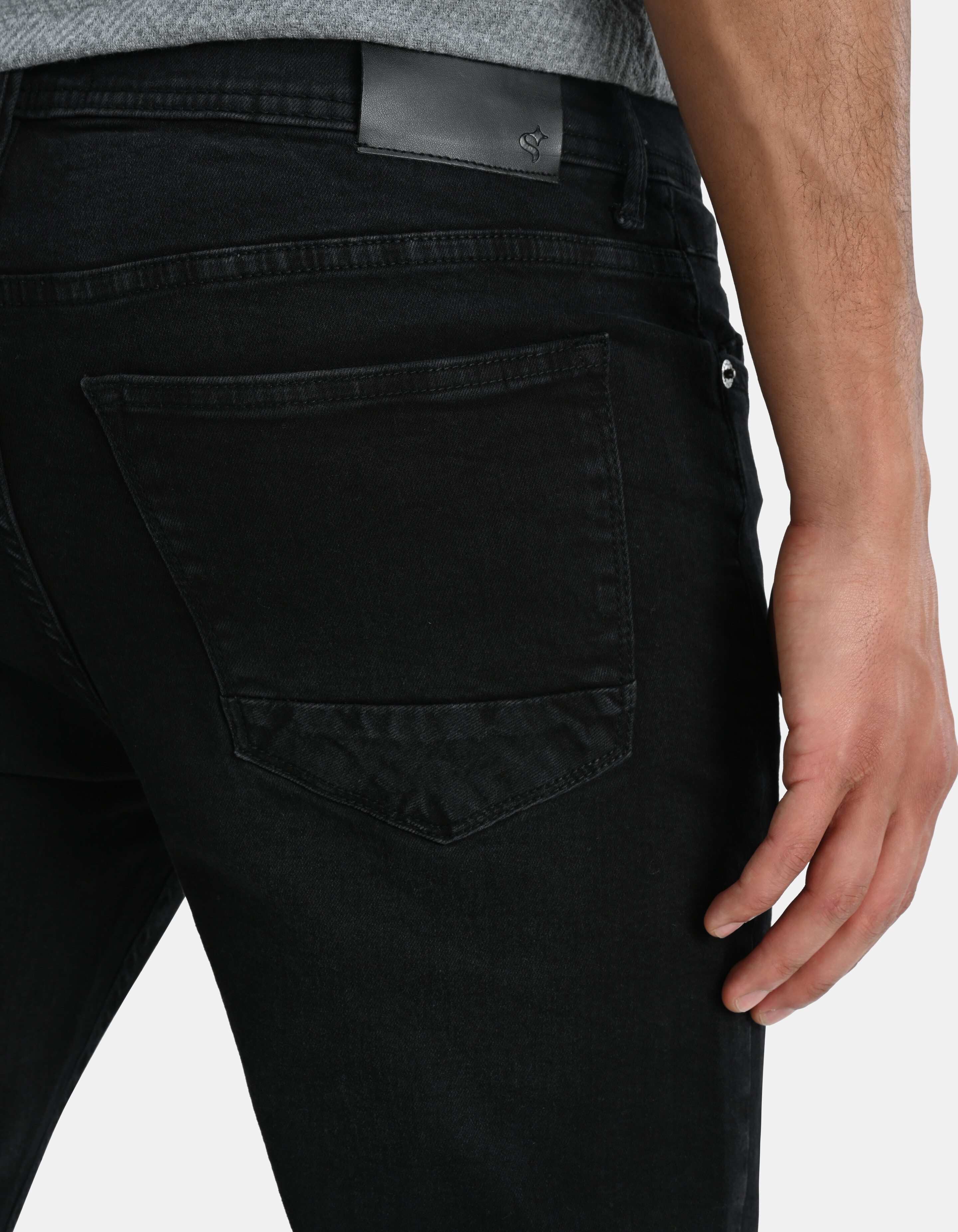 Straight Jeans Washed Schwarz Länge 34 Refill