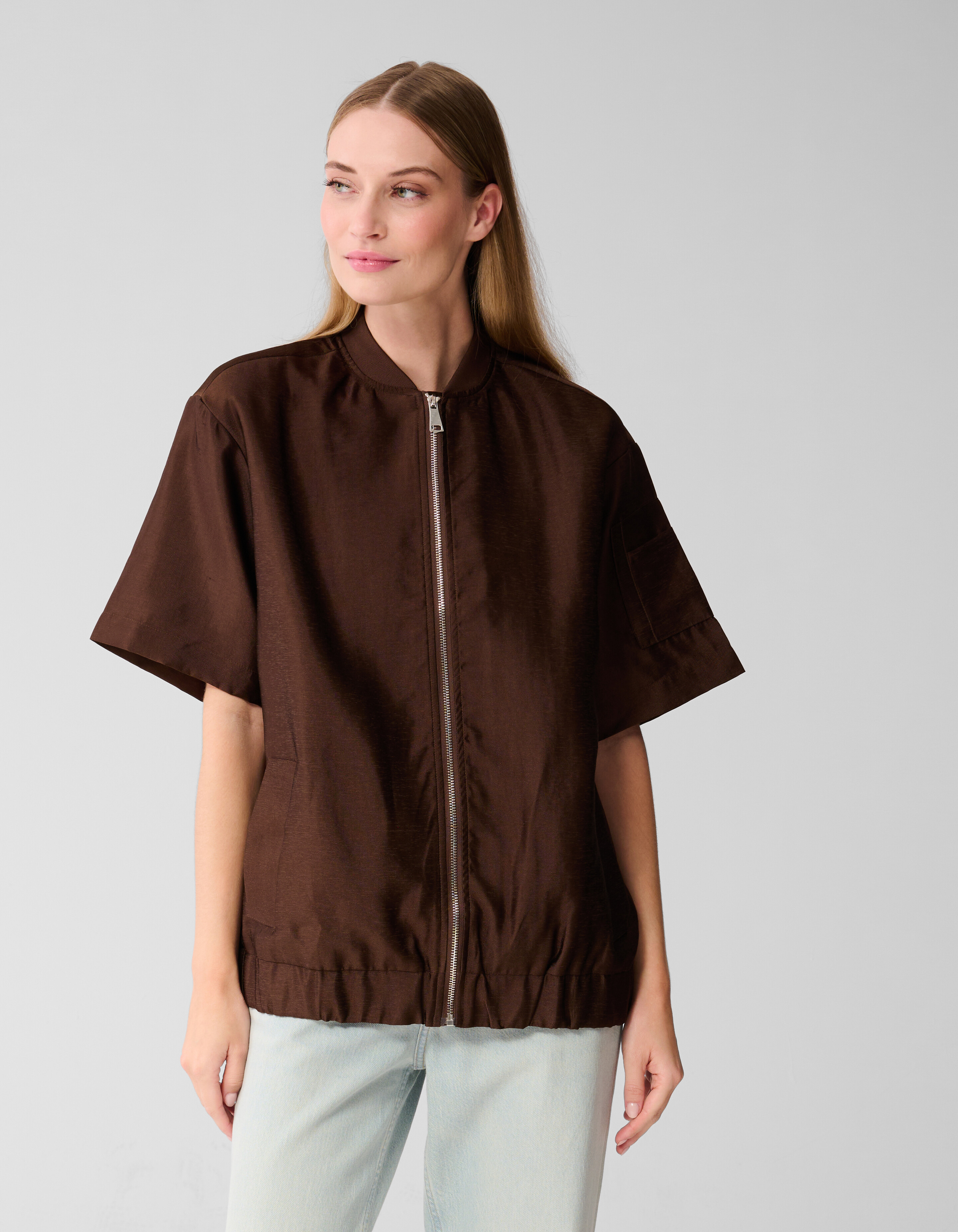 Kurzärmeliger Bomber in Übergröße Dunkelbraun SHOEBY WOMEN