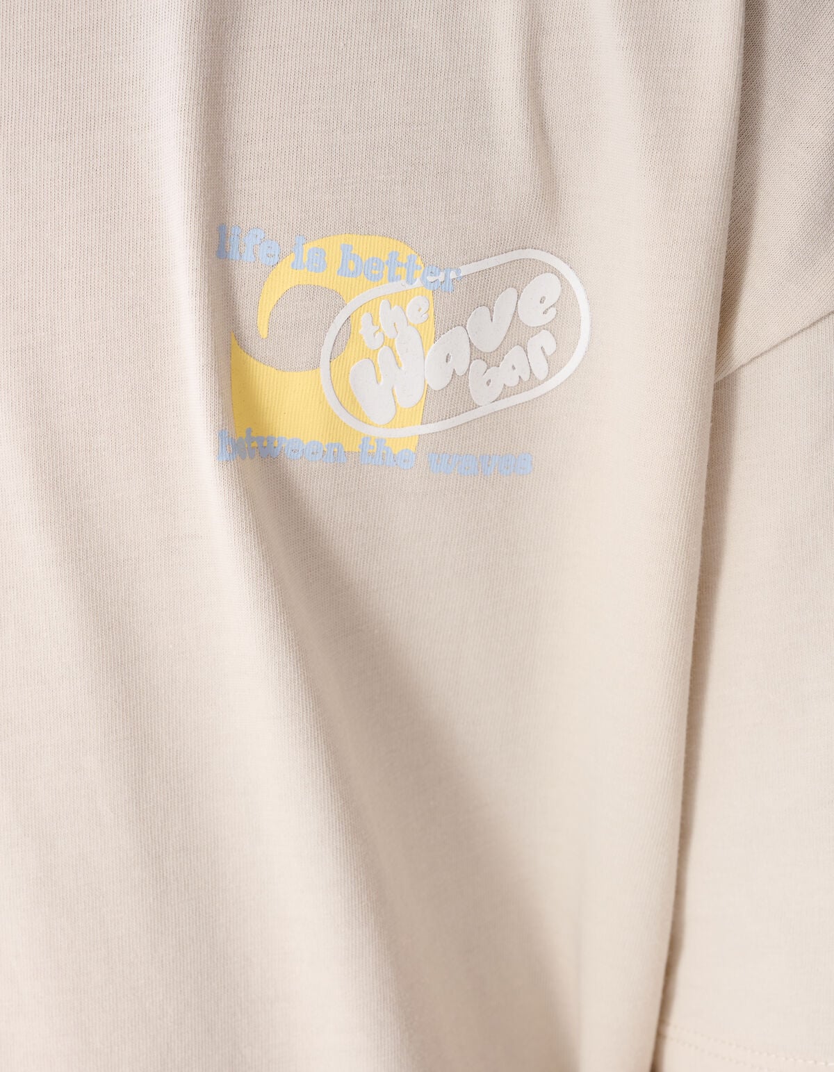 Oversized Waves Artwork T-Shirt Beige SHOEBY BOYS
