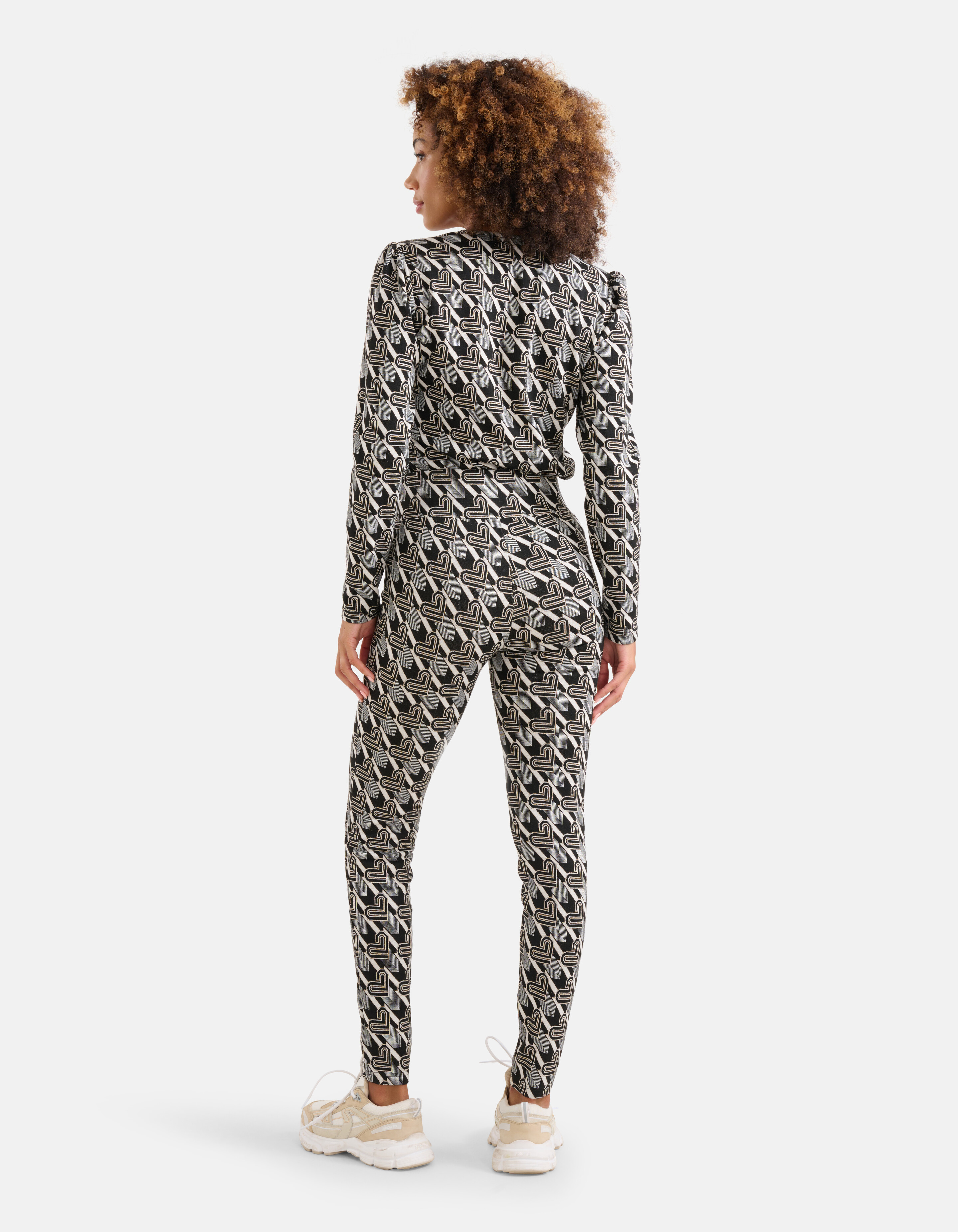 Monogramm-Leggings Schwarz/Weiß SHOEBY WOMEN