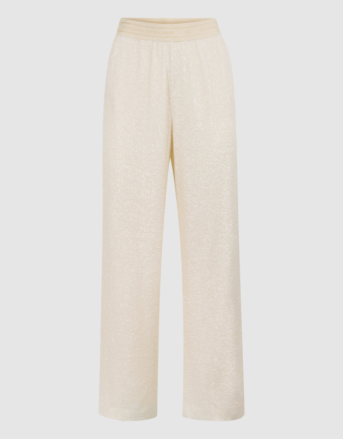 Hose mit weitem Bein aus Pailletten Wei&szlig; SHOEBY WOMEN