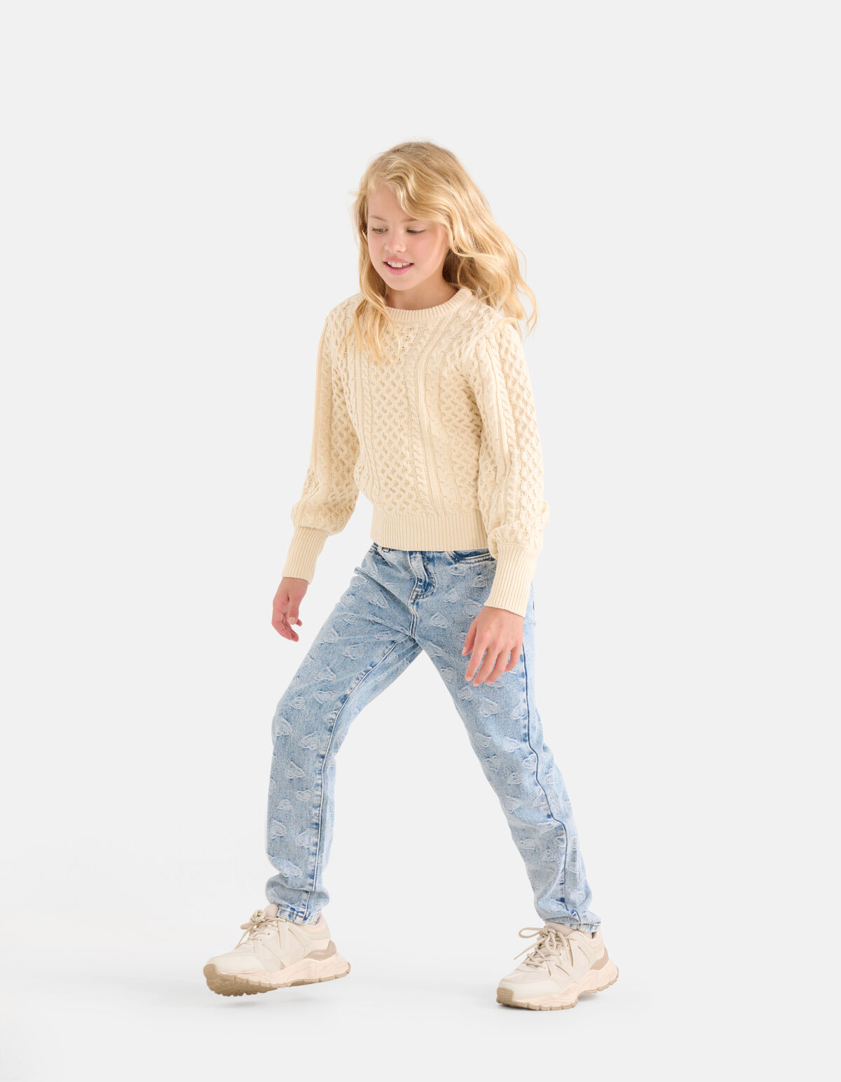 Strickpullover mit Zopfmuster Off White SHOEBY GIRLS