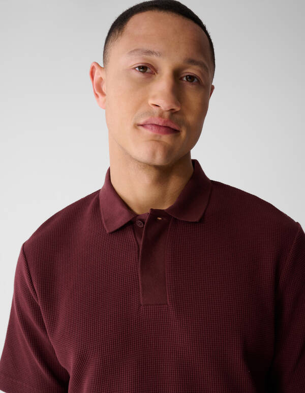 Waffel Polo Dunkelrot SHOEBY MEN