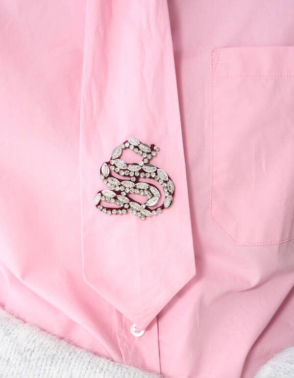 &Uuml;bergro&szlig;e Krawattenbluse Rosa SHOEBY WOMEN