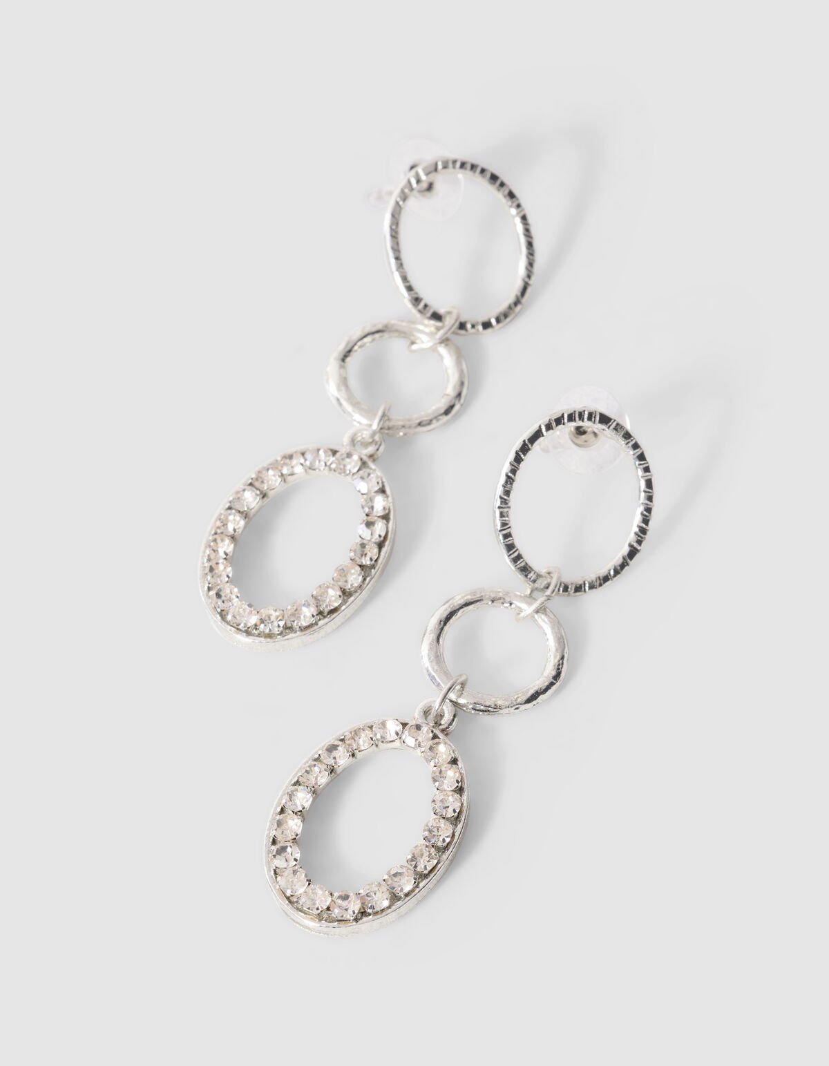 Stra&szlig; Oval Ohrringe Silber SHOEBY ACCESSOIRES