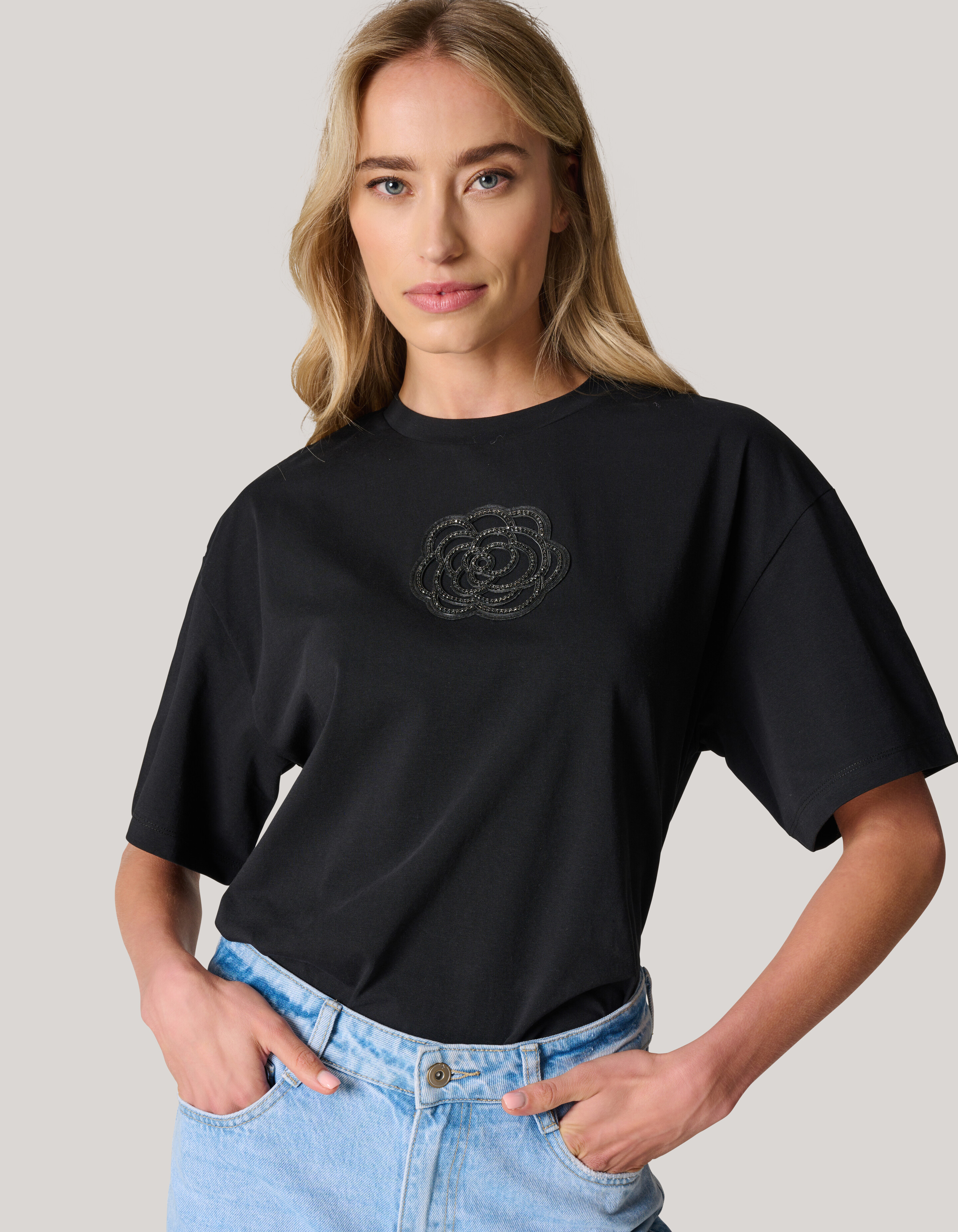 Artwork Strass-T-Shirt Schwarz SHOEBY WOMEN