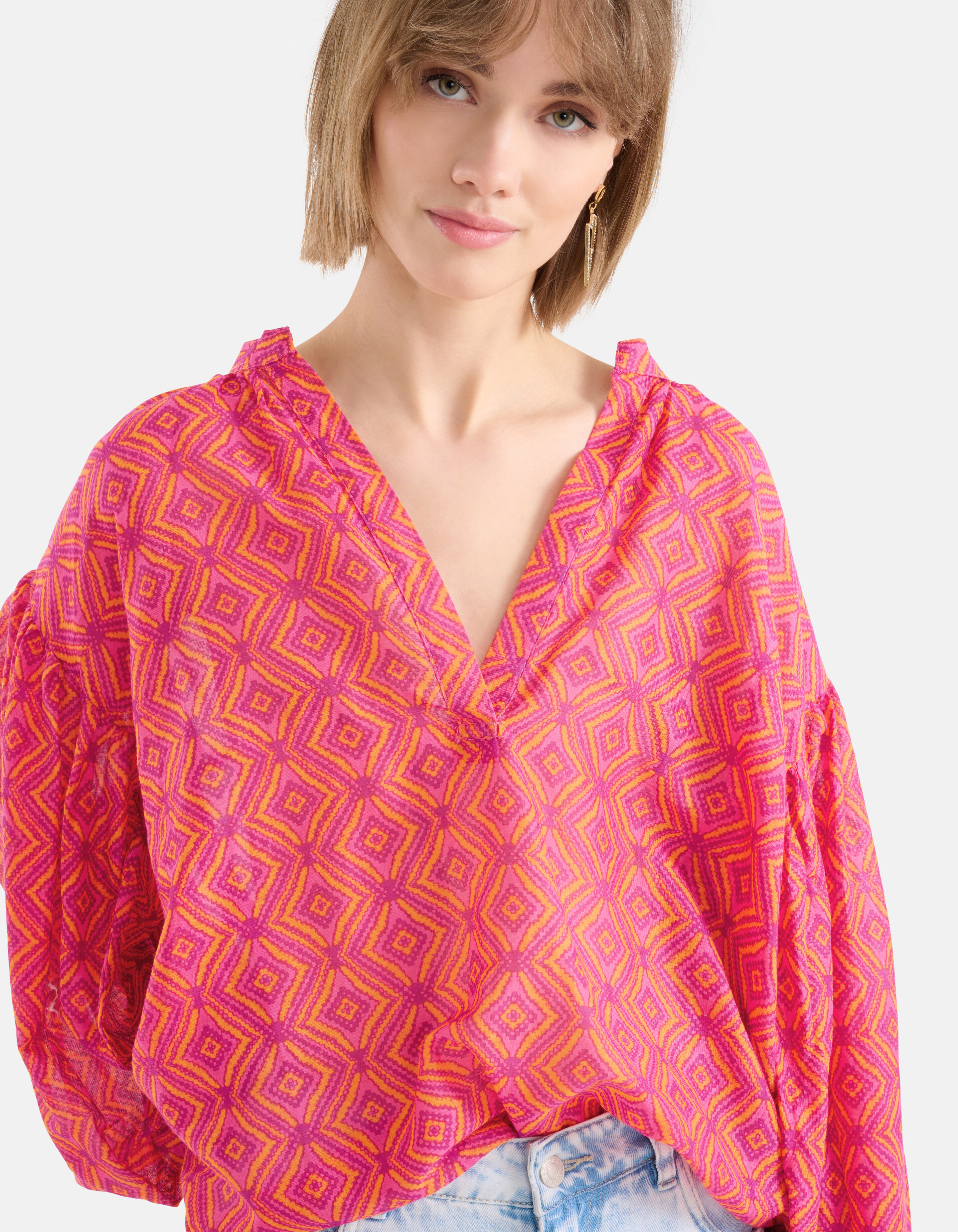 Bedruckte Voile-Bluse Rosa SHOEBY WOMEN