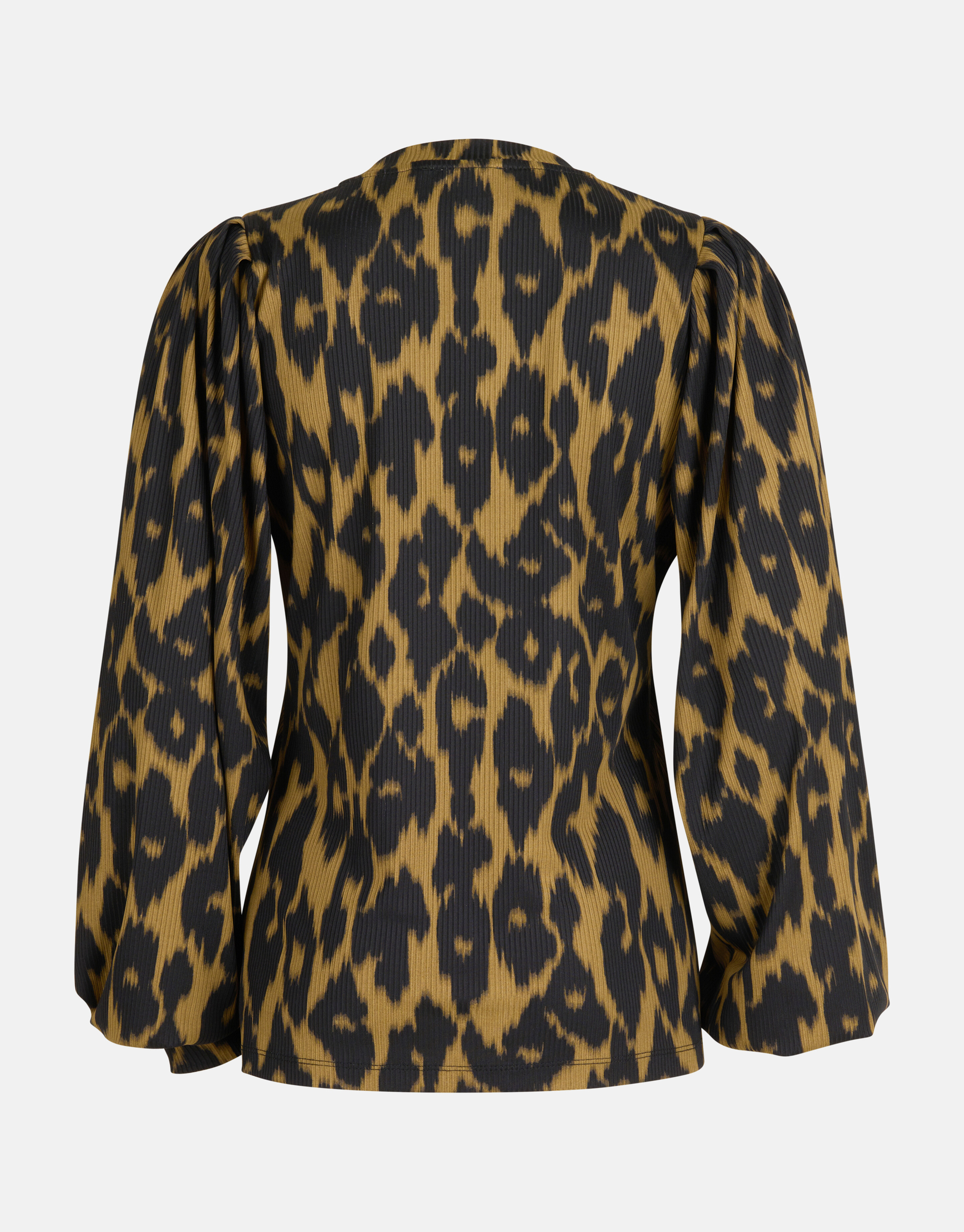 Leopard Rib T-shirt Lange Mouwen Donkergroen SHOEBY WOMEN