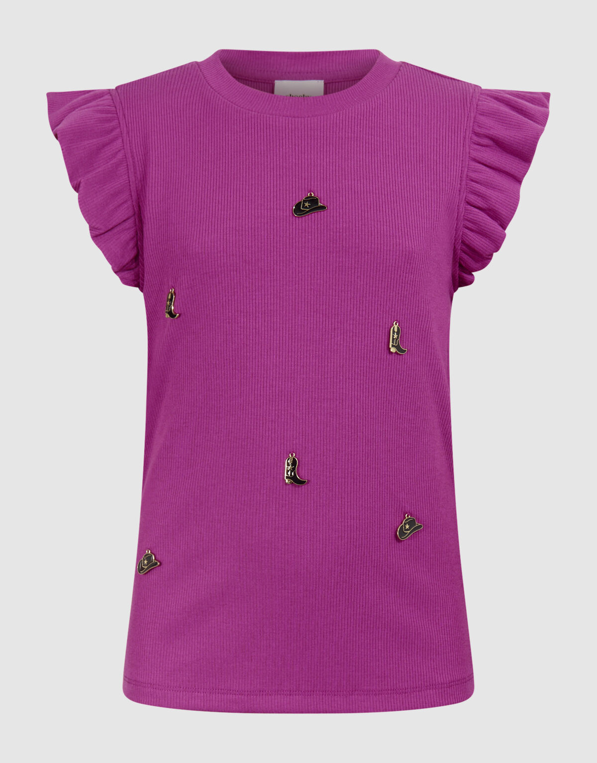 Rüschen-T-Shirt mit Charme Dunkelrosa SHOEBY GIRLS