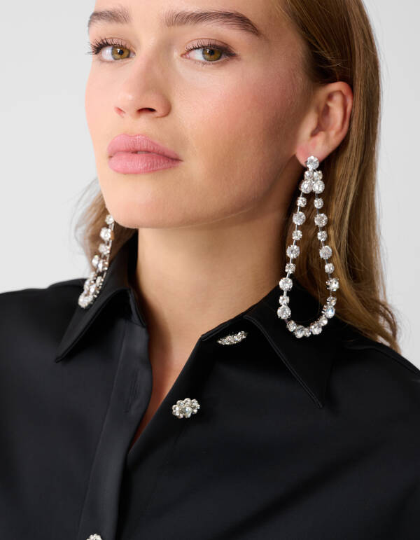 Übergroße Satinbluse Schwarz von Monica SHOEBY WOMEN