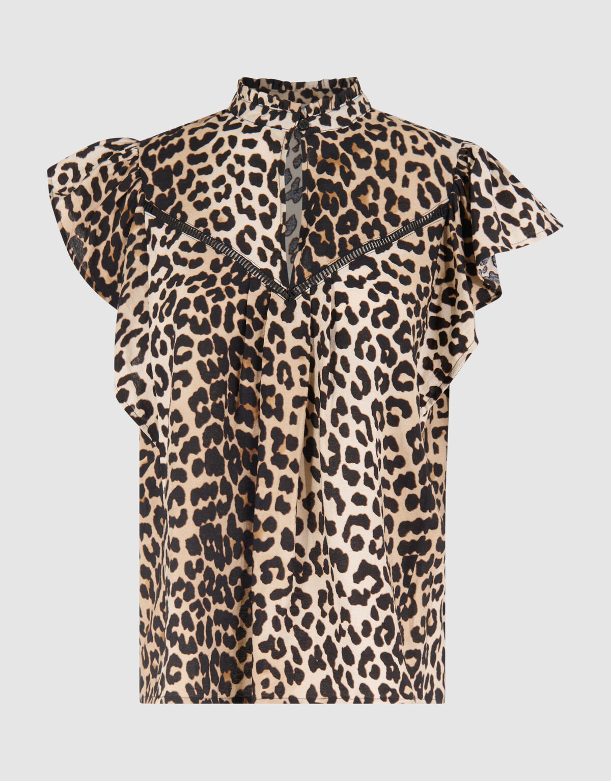 Leopard Ruffle Top Braun SHOEBY WOMEN